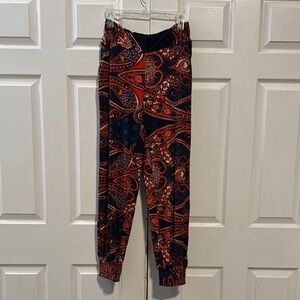 Elegant Paisley Print Pants - Red and Blue
